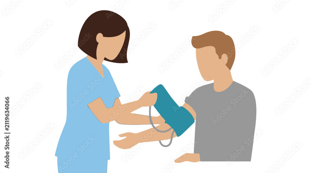 Obraz premium Nurse taking patient's blood pressure, medical checkup, healthcare concept