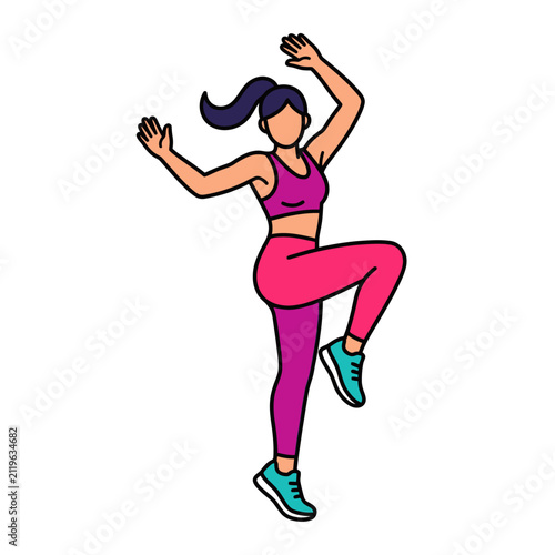 Woman Exercising, Cardio Workout, Aerobic Dance, Fitness Routine