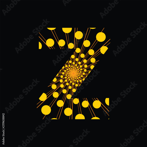 Z letter logo design. Z letter icon set. Letter with light ray texture design