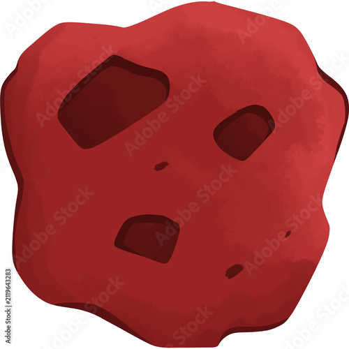 Canvas Print Stylized red asteroid or meteor illustration with deep craters for space explora