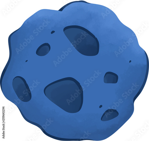 Принти на полотні Hand Drawn Blue Asteroid with Craters for Space Exploration Concept Design