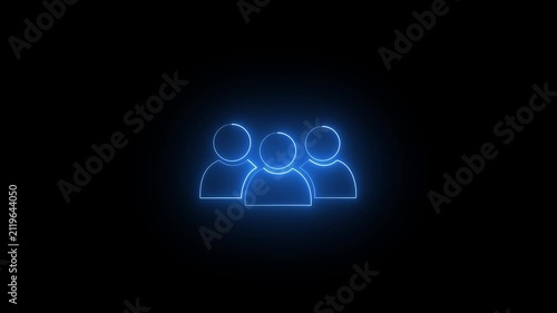 blue color Three man icon animated Team Work Icons conception. Teamwork, group of people, organization, partnership concept man icon. Neon group people icon on 4k video