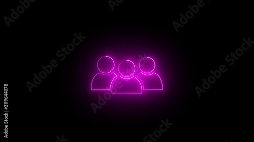 pink color Three man icon animated Team Work Icons conception. Teamwork, group of people, organization, partnership concept man icon. Neon group people icon on 4k video