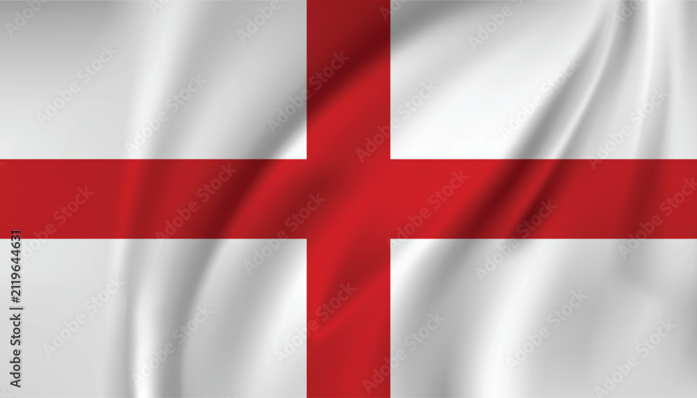 Obraz premium England flag with red cross waving fabric texture