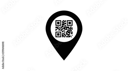 Location Pin with QR Code Icon for Smart Navigation and Digital Check-In
