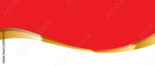 Gold ribbon wave with a vibrant red background creates a luxurious border perfect for elegant event invitations and festive marketing materials.