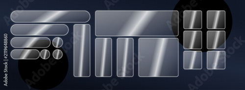 Glossy metallic ui elements on dark background with various shiny metallic blue background technology interface resources template digital graphic design