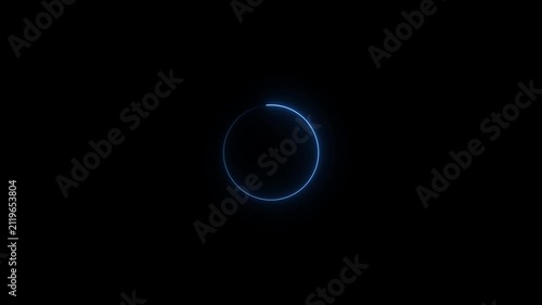 Blue Glowing Neon Circle Loading Bar Loop on Black Background