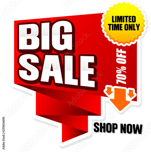 Big Sale Limited Time Only, vector banner featuring bold modern typography for retail promotions, flash sales, ecommerce stores, supermarkets, shopping events, website banners, posters, flyers,