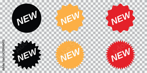 New Labels with Bold Text on Transparent Background Featuring Label, Design, Graphic with Sticker and Badge Elements for Sign
