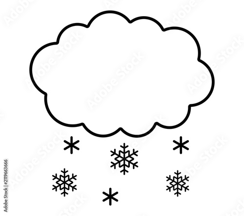 シンプルな黒い線の雪と雲　天気アイコン