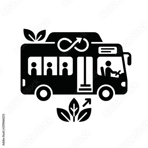 Eco Friendly Sustainable Public Bus Transportation Vector Illustration
