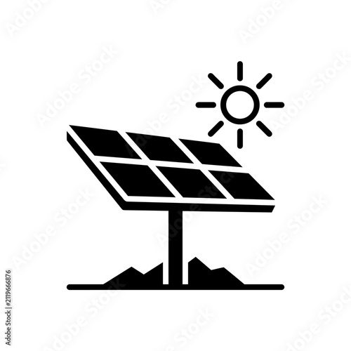 Solar Panel and Sun Renewable Energy Vector Illustration Icon