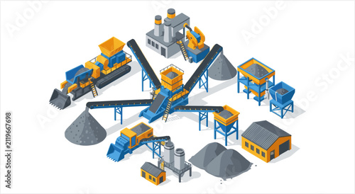Konstfotografi Industrial aggregate processing plant with heavy machinery and equipment