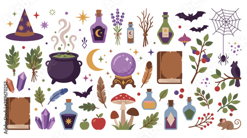 Obraz na płótnie Witchcraft and magic elements collection for halloween.