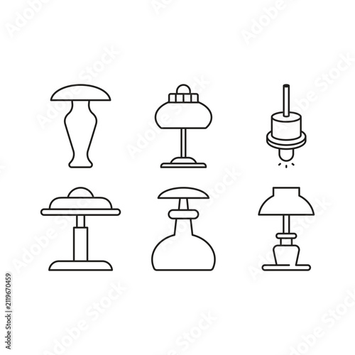 Canvas Print light lamp and desk lamp line icons set