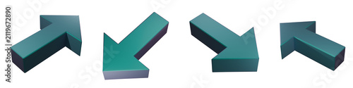 3D teal directional arrows pointing in four directions on a transparent background. Ideal for navigation, infographics, UI design, and business strategy concepts.