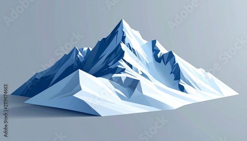 Abstract Low Poly Mountain Peak Digital Art.