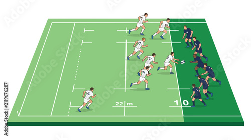 Foto Rugby Players in Action on Green Field