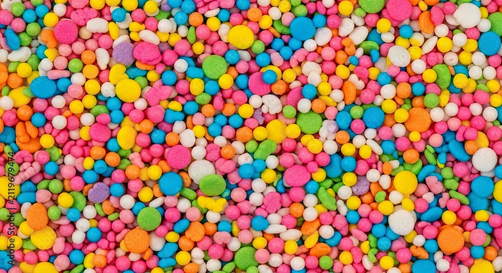 Fototapeta premium Colorful Nonpareil Sprinkles on White Background for Baking and Dessert Decoration