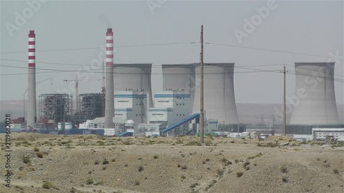  Jiayuguan Industrial Area Coal Plant Stacks China in 2012