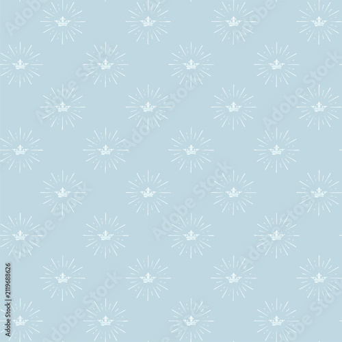 Crown and Radiating Lines Light Blue Pattern Background