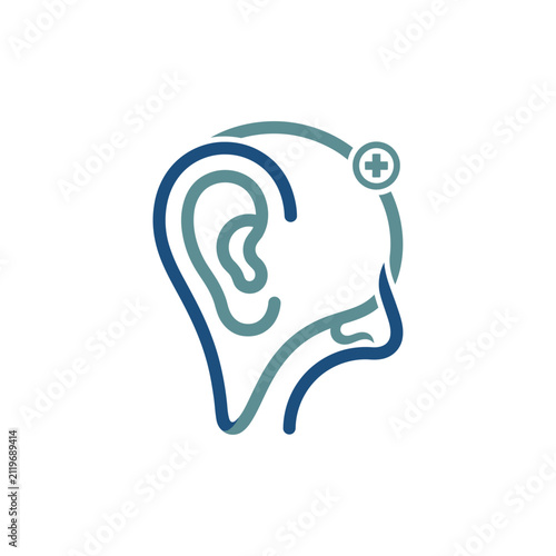 Ear Hearing Clinic Medical Line Logo Icon