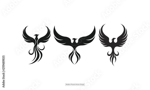 Phoenix Bird Silhouette Logo Vector Set for your design.