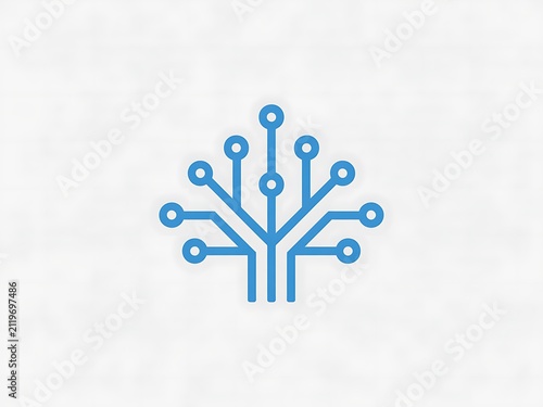 Blue Digital Network Tree Branch Icon High Resolution Picture