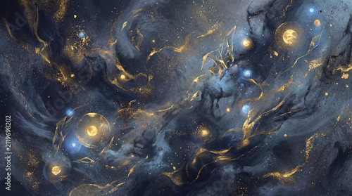a stunning illustration of abstract background with dark blue gold particle best