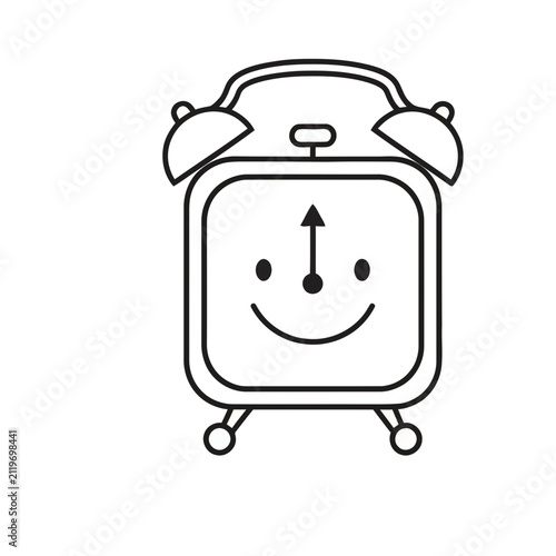 Alarm clock with smiley face and arrow