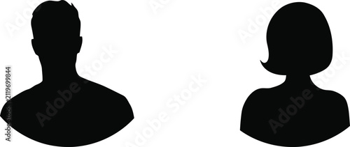 Foto Two silhouetted figures in profile facing each other against  two people