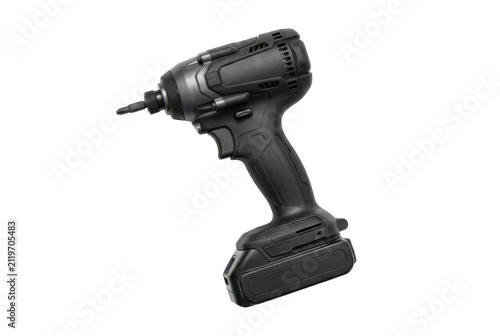 Black cordless impact driver with battery pack