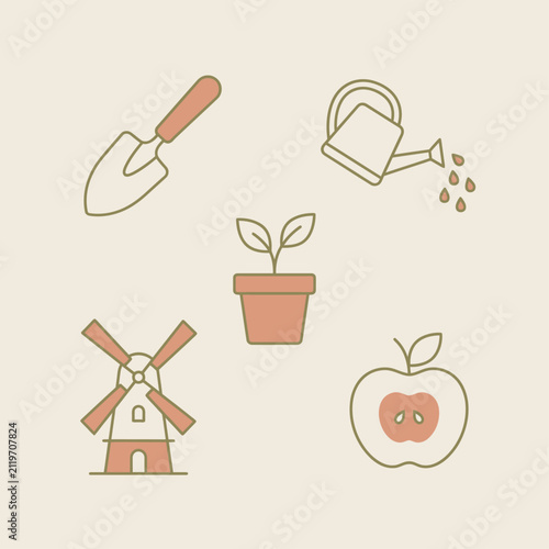 Minimal Gardening and Plant Care Flat Icon Collection