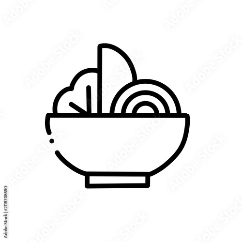 Salad Bowl Line Icon Editable Stroke Isolated