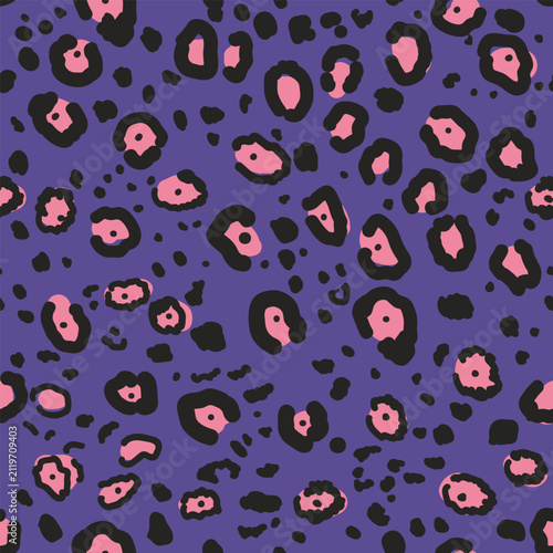Pink and Black Leopard Print Purple Background