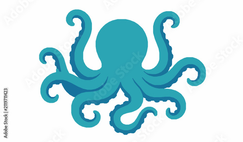 Playful Octopus Cartoon Character with Eight Tentacles Flat Vector Illustration