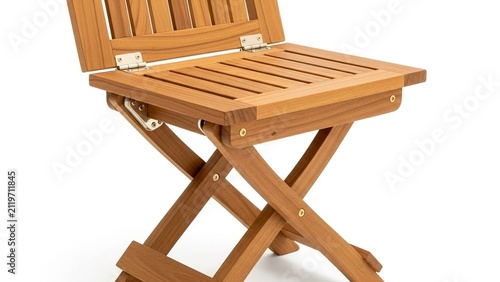Small folding wooden stool with x shaped legs base
