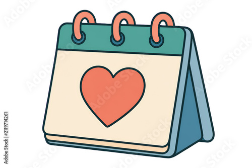 Desk flip calendar with heart icon