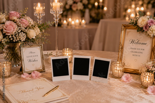 Luxury Wedding Reception Welcome Table Mockup with Blank Frames