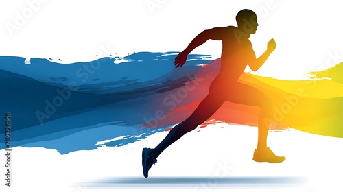 Fitness awareness icon showing person in motion running silhouette