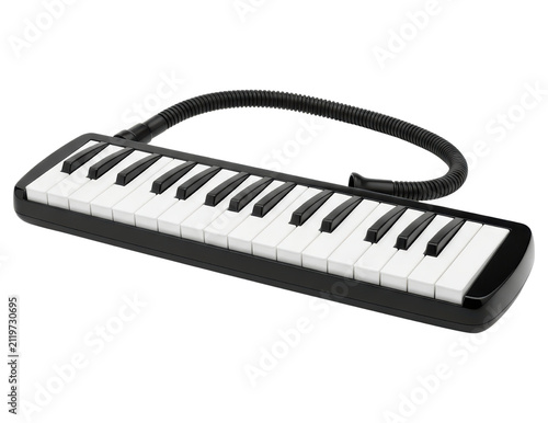 Black and white keyboard wind instrument isolated over transparent background