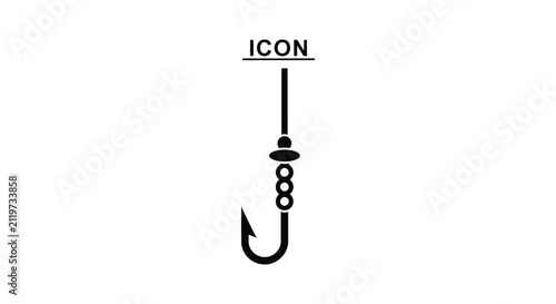 Simple fishing hook icon with line and bobber