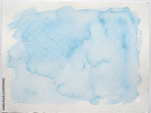 Light Sky Blue Wet on Wet Watercolor Wash Texture Background on Heavy Cotton Paper Grain for Minimalist Cards