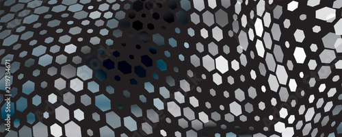 Dark Blue & Gray Flowing Hexagon Mosaic
