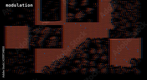 Konstfotografi Glitch art tree modulation vector, retro pixelated nature silhouettes on grainy