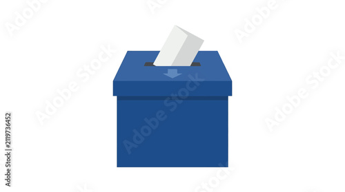 Flat Vector Illustration of a Blue Voting Ballot Box