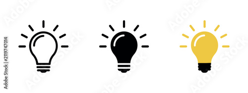 Lightbulb Icons In Three Variations Flat Vector Illustration bulb