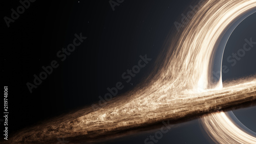 Obraz na płótnie Cinematic Black Hole with Bright Accretion Disk in Deep Space