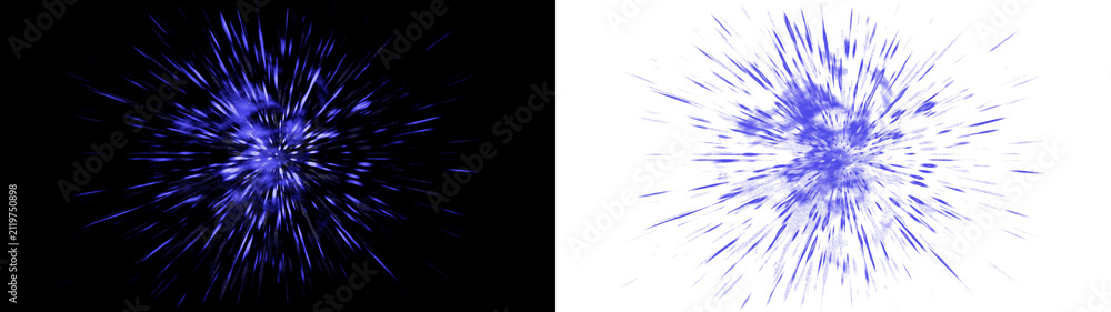 Obraz premium Blue abstract hyperdrive warp speed light rays energy burst overlay PNG , isolated on transparent background